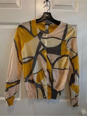 J.Crew 100% Merino wool cardigan w/ abstract geometric pattern